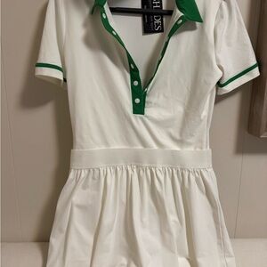 TCEC White Dress with Green Accents